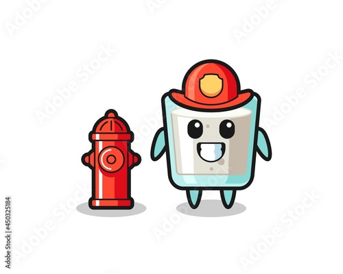 Mascot character of milk as a firefighter