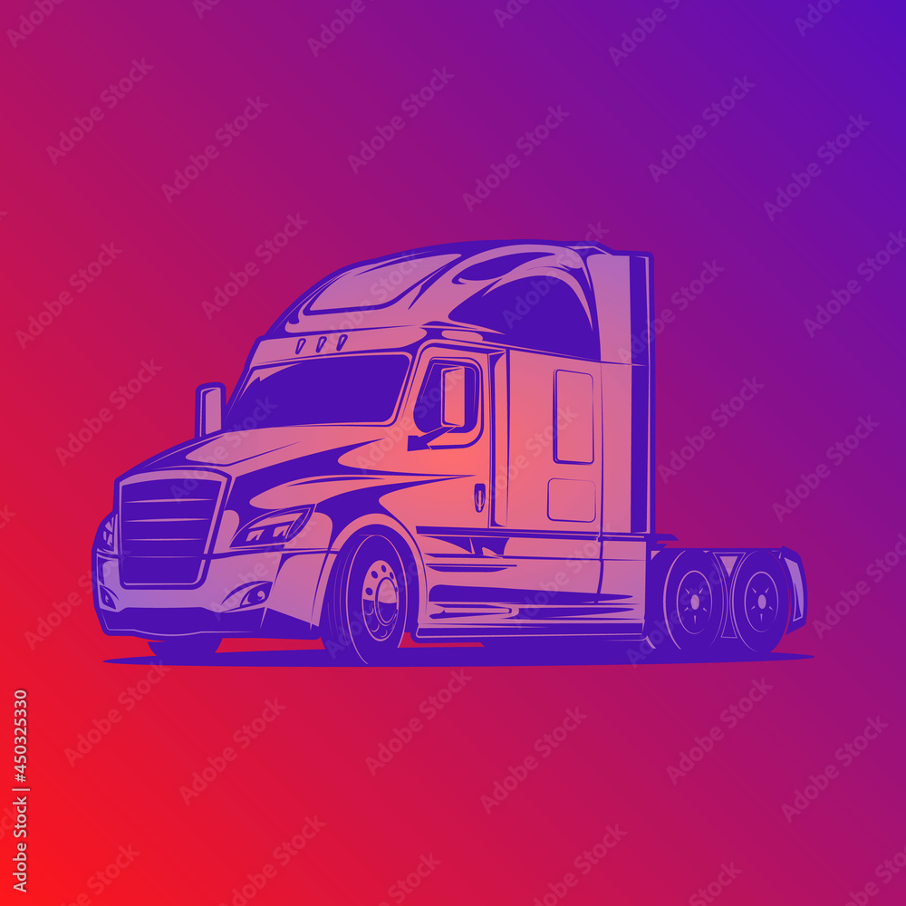 big truck vector red colour blue illustration