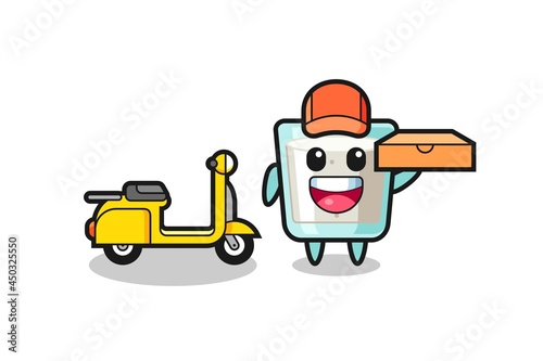 Character Illustration of milk as a pizza deliveryman