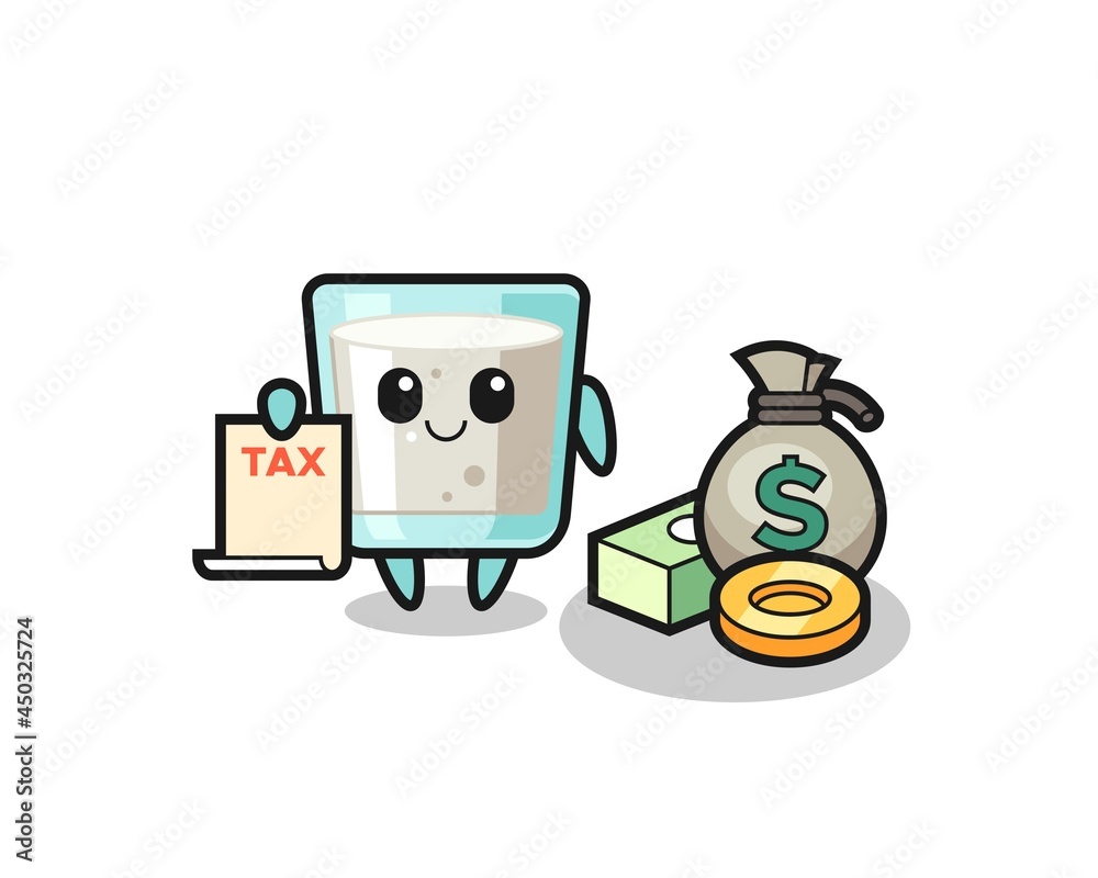 Character cartoon of milk as a accountant Character cartoon of milk as a accountant