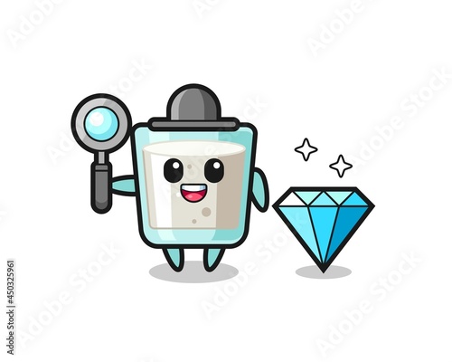 Illustration of milk character with a diamond