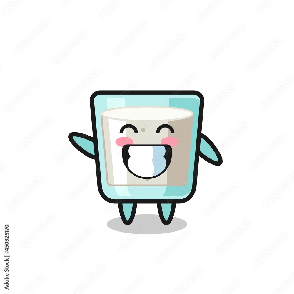 milk cartoon character doing wave hand gesture
