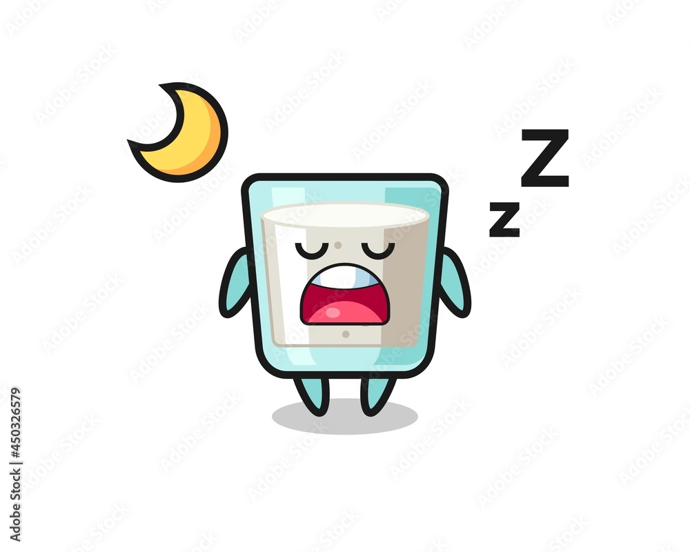 milk character illustration sleeping at night