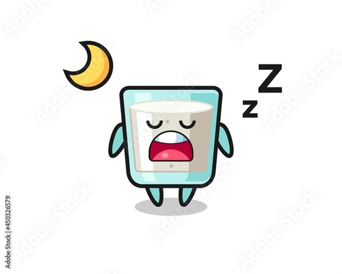 milk character illustration sleeping at night