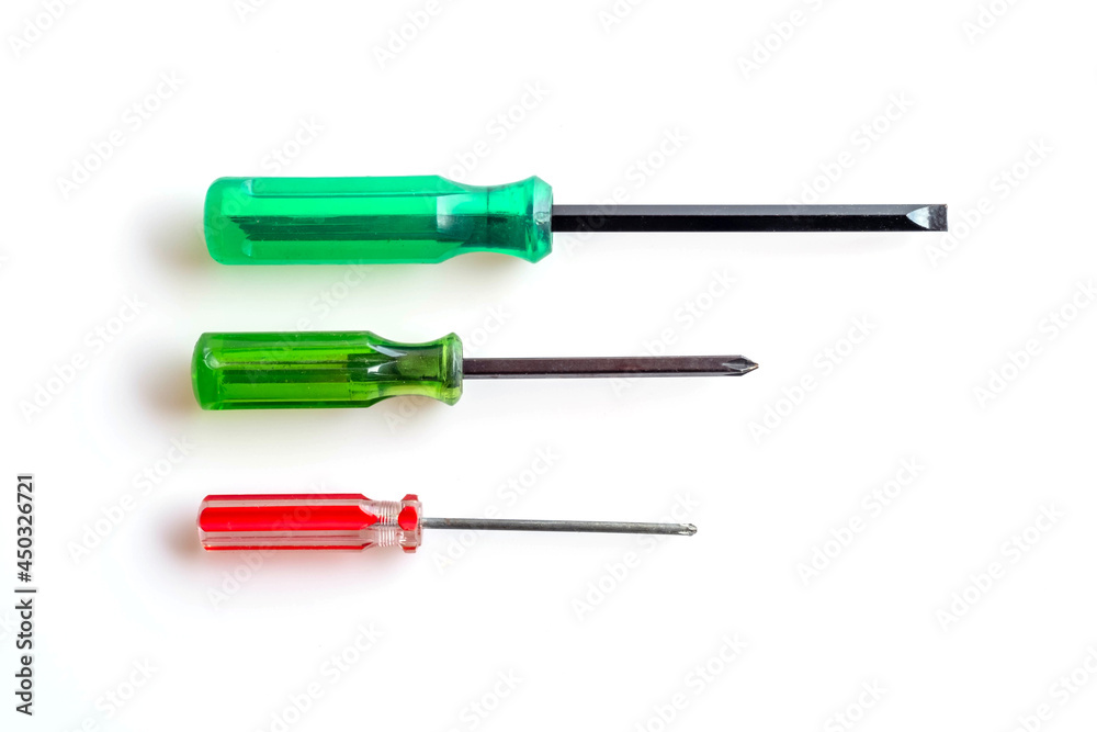 Group of screw driver on isolated white background Group of screw driver on isolated white background