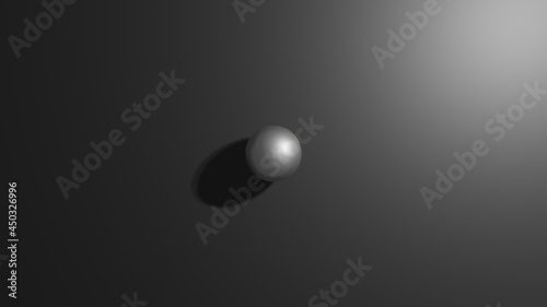 Metal ball in dark background with copy space. 3D Illustration isolated background
