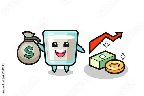 milk illustration cartoon holding money sack