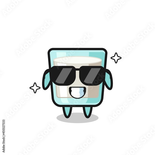 Cartoon mascot of milk with cool gesture