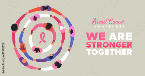 Breast Cancer awareness people round circle banner