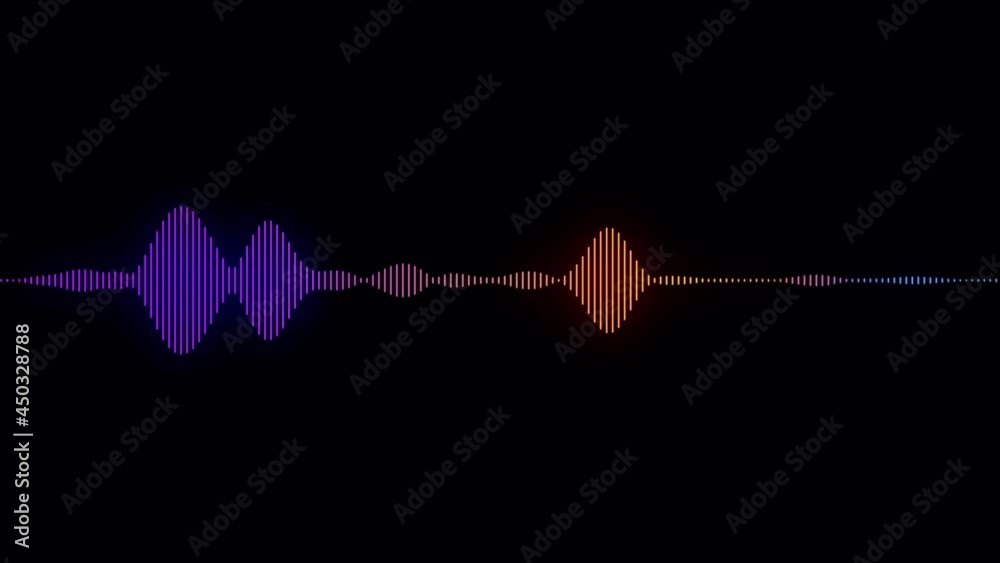 Audio waveform equalizer on black background loop animation. Music or ...