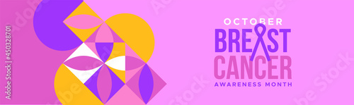 Breast Cancer month pink geometric flower banner