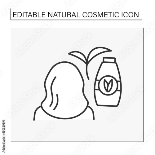 Cosmetology line icon. Hair beauty procedure. Shampoo to moisturize and strengthen hair.Natural cosmetic concept. Isolated vector illustration. Editable stroke