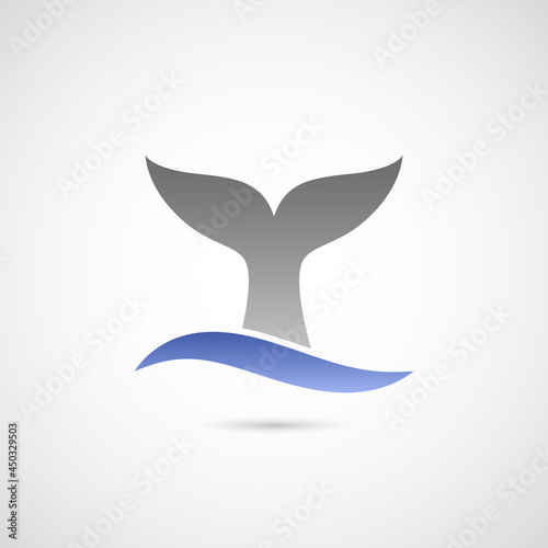 Whale, shark, fish tale vector icon. Fin of the fish illustrattion.