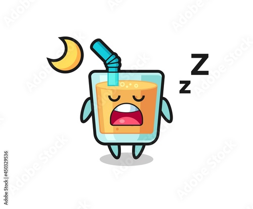orange juice character illustration sleeping at night