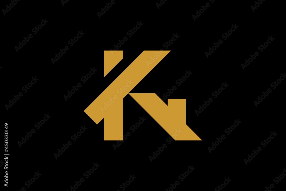 Real estate logo design. Letter K house abstract symbol. Outline the home icon vector.