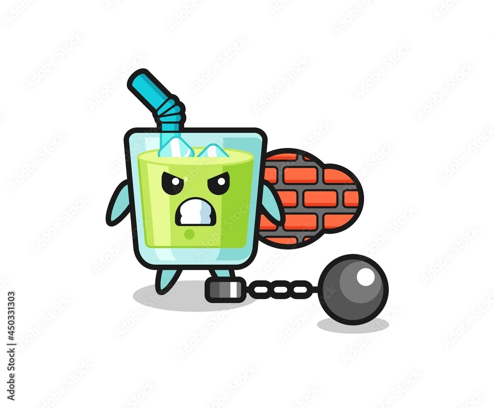 Obraz premium Character mascot of melon juice as a prisoner