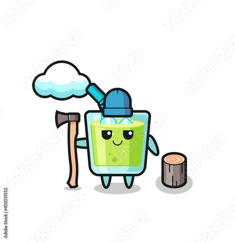 Character cartoon of melon juice as a woodcutter
