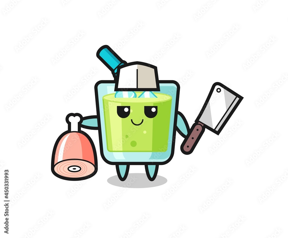 Obraz premium Illustration of melon juice character as a butcher
