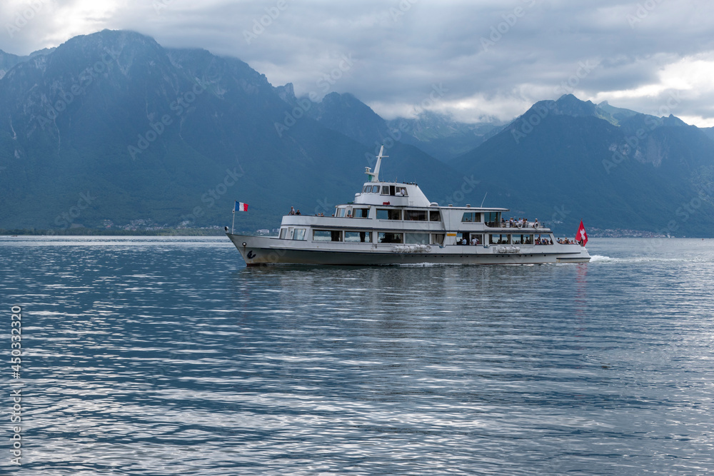 Ship in the Leman Lake - Veytaux - Switzerland Ship in the Leman Lake - Veytaux - Switzerland