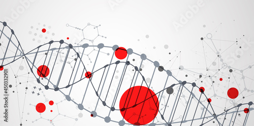 Abstract futuristic background for design works..Science template, wallpaper or banner with a DNA molecules.