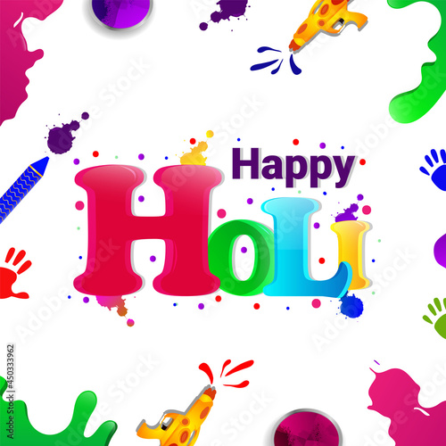 Colorfull illustration of happy holi festival