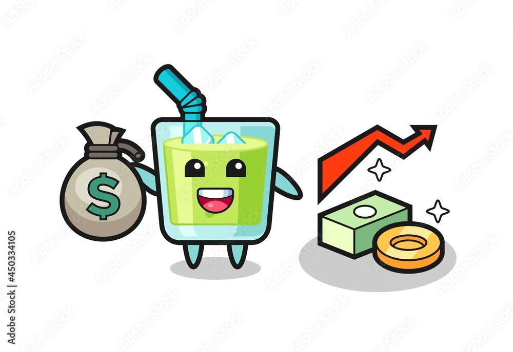 melon juice illustration cartoon holding money sack melon juice illustration cartoon holding money sack
