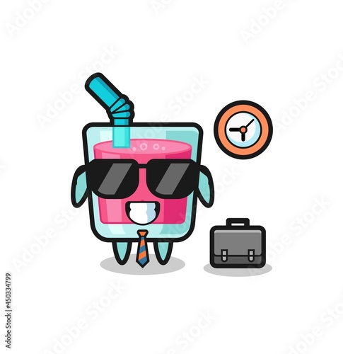 Cartoon mascot of strawberry juice as a businessman © heriyusuf