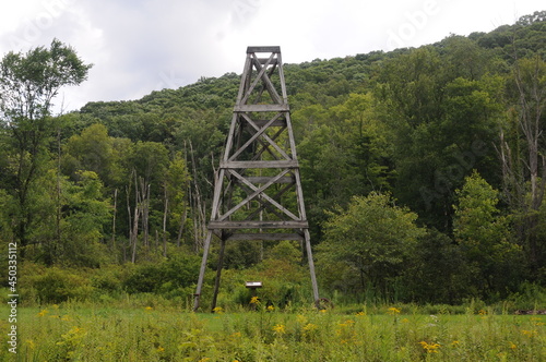 old wooden oil derrick replica photo