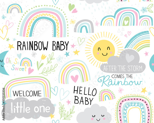 A pattern for all the Rainbow Baby Mamas out there. This vector pattern repeats seamlessly and celebrate rainbow babies.