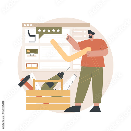 Custom furniture abstract concept vector illustration. Bespoke furniture, online shopping for handmade products, artisan manufacturing, custom joinery, clients sketch abstract metaphor.