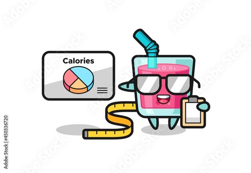 Illustration of strawberry juice mascot as a dietitian