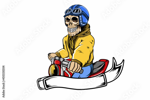 skull helmet racing drift hand drawing vector