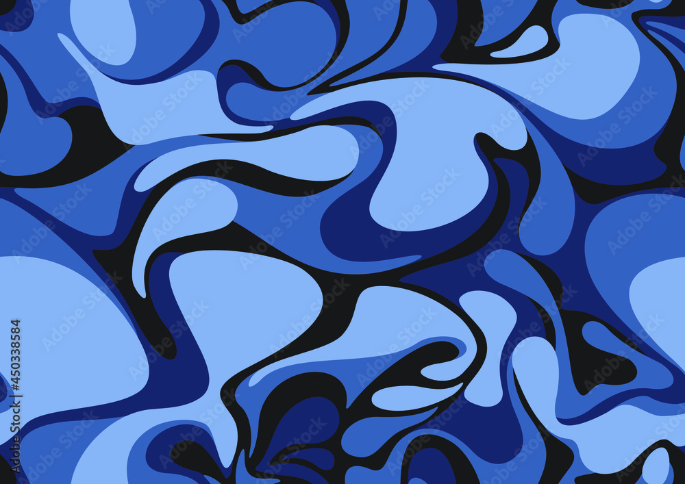 Marble camouflage texture seamless pattern. Abstract modern endless curve ornament for fabric and fashion textile print. Vector background.