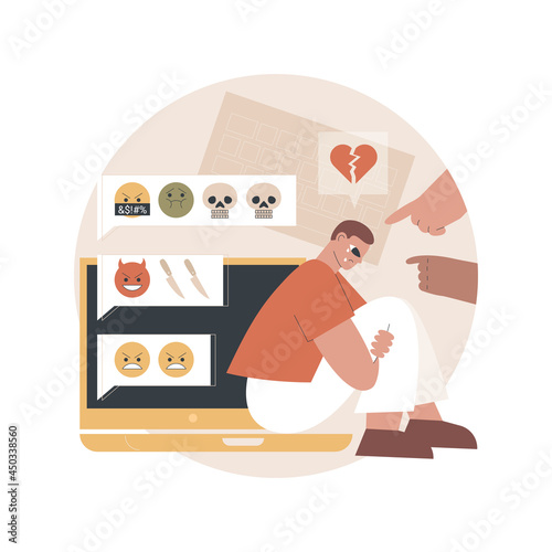 Internet shaming abstract concept vector illustration. Digital shaming, negative comment, internet harassment, online hatred, social media stalking, bullying, mental abuse abstract metaphor.