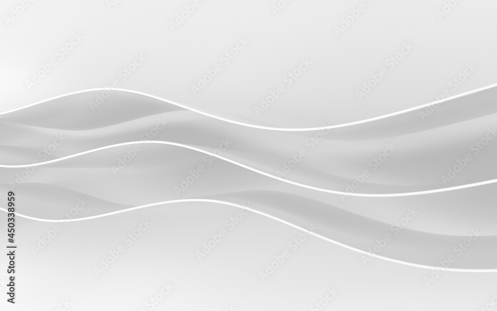 Obraz premium Curved white geometry with white background, 3d rendering.