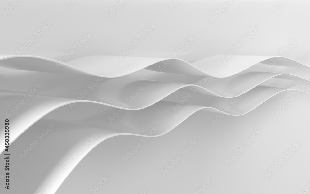 Obraz premium Curved white geometry with white background, 3d rendering.