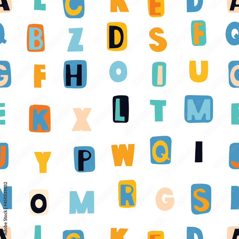 A playful children's alphabet. Cute color children's pattern A playful children's alphabet. Cute color children's pattern