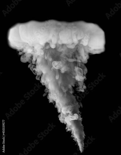 Freeze motion. Jet on a black background. Black and white. Explosion simulation. Abstract, blurred background.