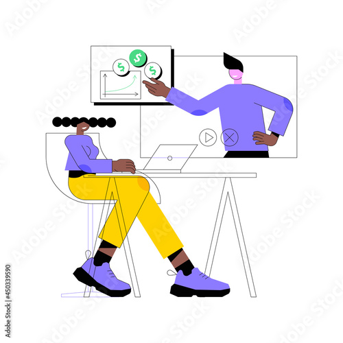 Online workshop abstract concept vector illustration. E-learning workshop, collaborative activity, get certificate online, free online education in self-isolation, master class abstract metaphor.