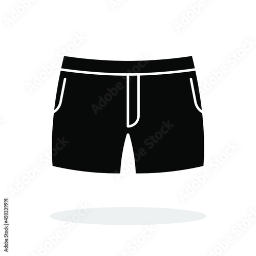 Swimming trunks icon. Black shorts icon. Vector illustration. Swimming trunks vector icon.