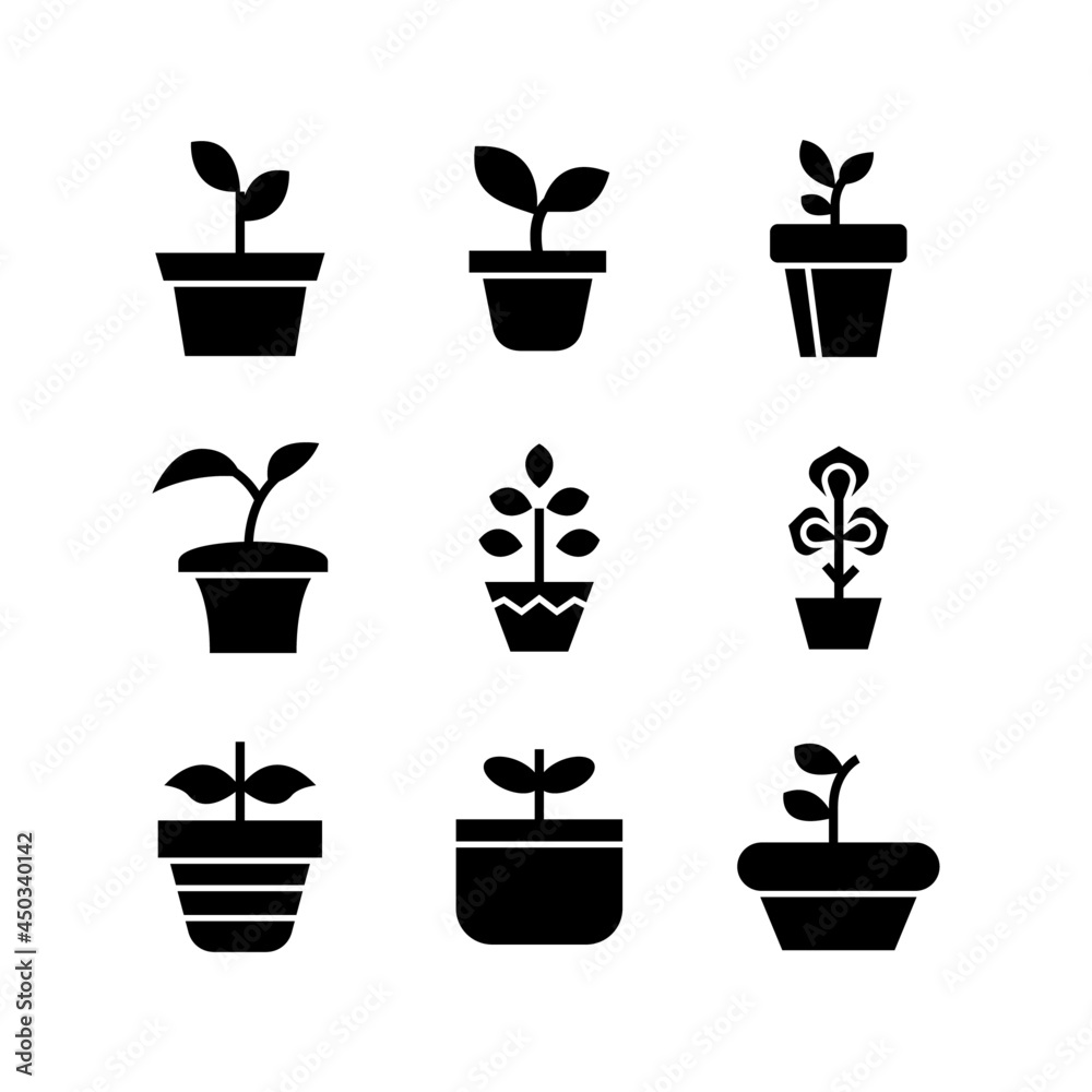 plant pot icon or logo isolated sign symbol vector illustration - high quality black style vector icons
