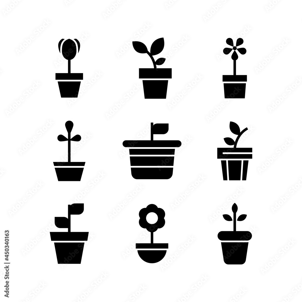 plant pot icon or logo isolated sign symbol vector illustration - high quality black style vector icons
