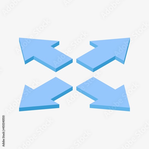 Set of isometric blue arrows for navigation concept vector illustration