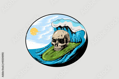 hand drawn summer beach with waves vector