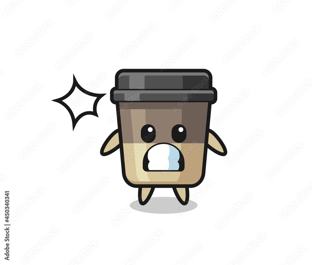 Fototapeta premium coffee cup character cartoon with shocked gesture
