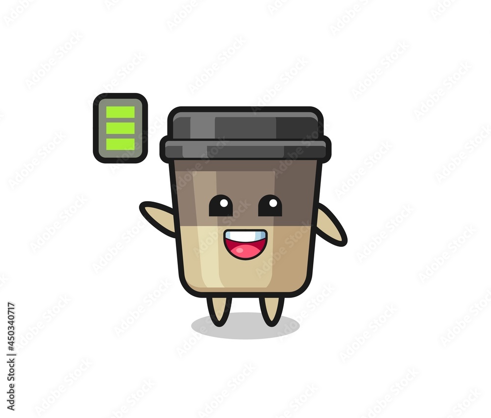 coffee cup mascot character with energetic gesture coffee cup mascot character with energetic gesture