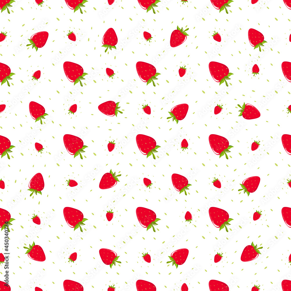 Strawberry vector seamless pattern. Red berries on white background Strawberry vector seamless pattern. Red berries on white background