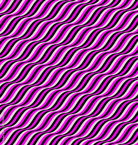 Abstract Waves Background. Psychedelic Kinetic Effect In Three Colors. Three-color Wavy Background