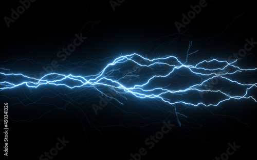 Lightning with black background, 3d rendering.