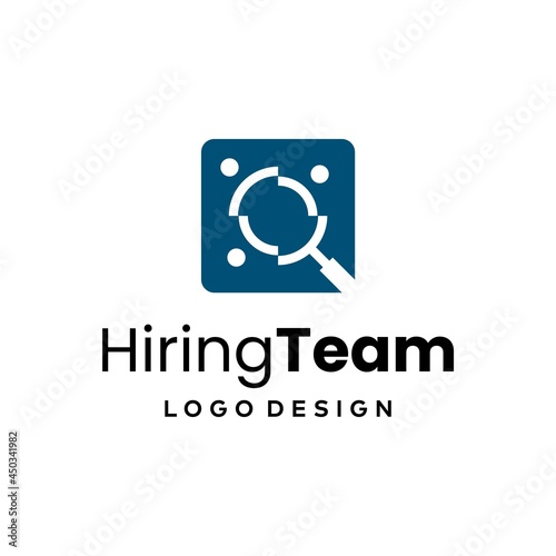 Unique logo about hiring recruitment and magnifying glass.
EPS 10, Vector.